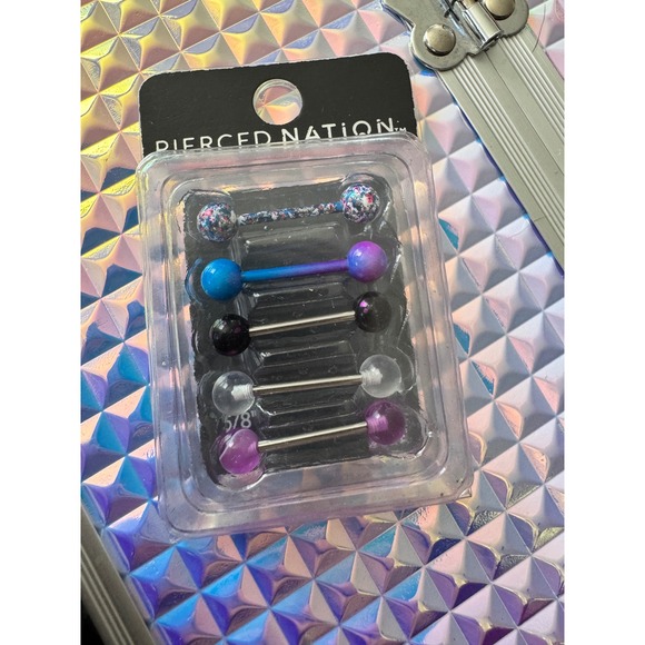 Pierced Nation Tongue Rings 5-Pack Body Piercing Jewelry Colorful - Picture 1 of 9